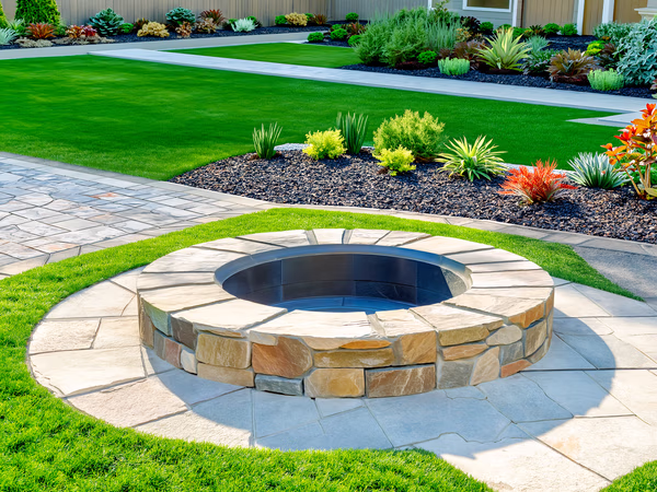Expertly designed and installed landscaping project with fresh plants and grading